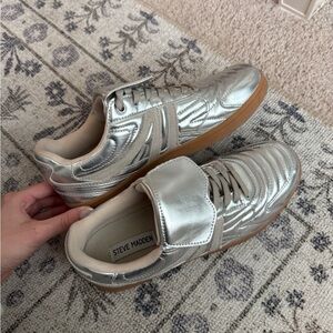 Steve Madden Metallic Silver Sneakers